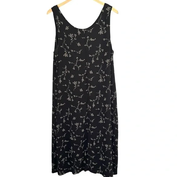🌷 Vintage 90’s Black Floral Sleeveless Maxi Dress Jumper Size 16 - Picture 2 of 6